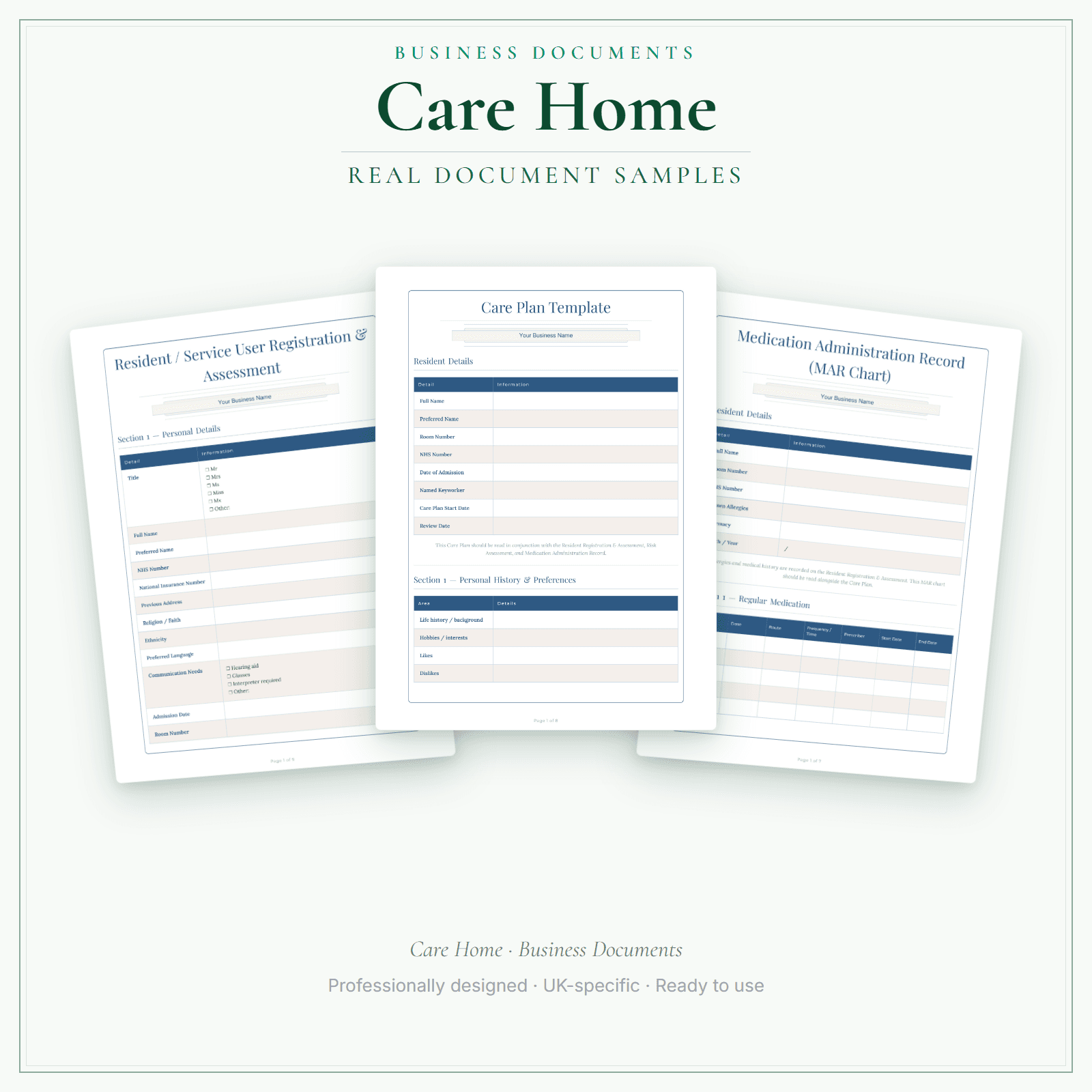 Business Documents — Standard — sample document pages