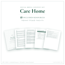 Care Home — Social Media Content Kit, PDF and editable DOCX product preview