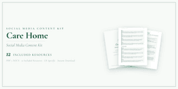 Care Home — Social Media Content Kit, PDF and editable DOCX product overview