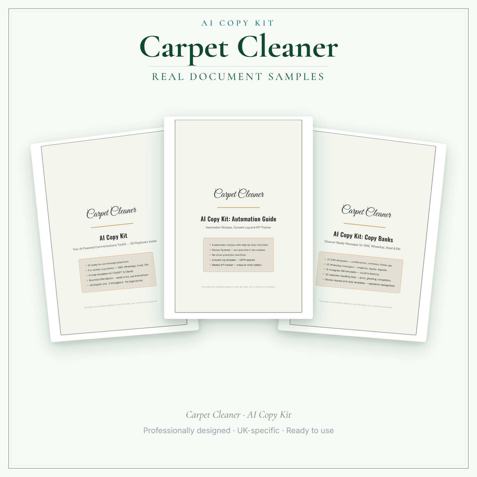 AI Copy Kit — sample document pages