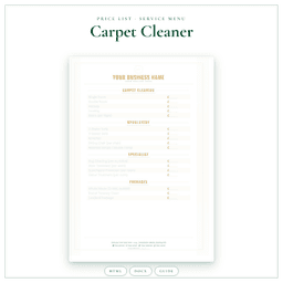 Carpet Cleaner — Price List & Service Menu, PDF product preview