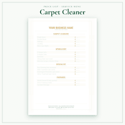 Carpet Cleaner — Price List & Service Menu, PDF sample pages