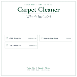 Carpet Cleaner — Price List & Service Menu, PDF what's included preview