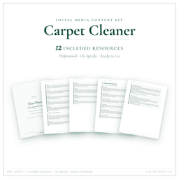 Carpet Cleaner — Social Media Content Kit, PDF and editable DOCX product preview