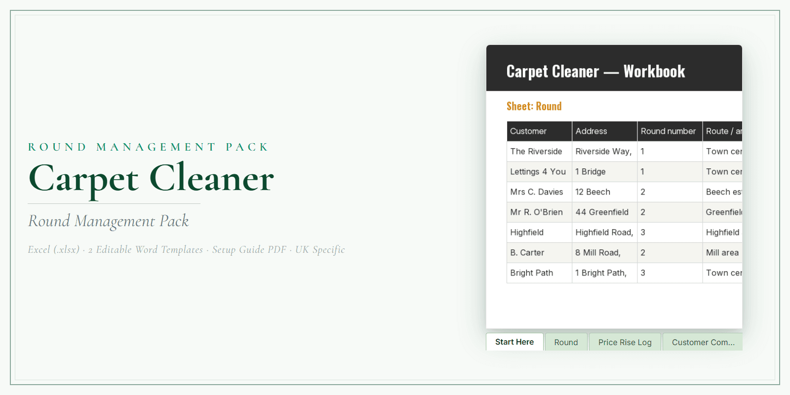 Carpet Cleaner — Round Management Pack, PDF product overview