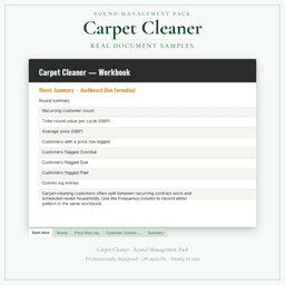 Carpet Cleaner — Round Management Pack, PDF sample pages