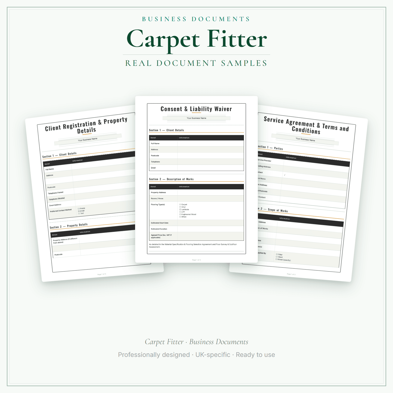 Business Documents — Standard — sample document pages