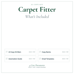 Carpet Fitter — AI Copy Kit, PDF and editable DOCX what's included preview