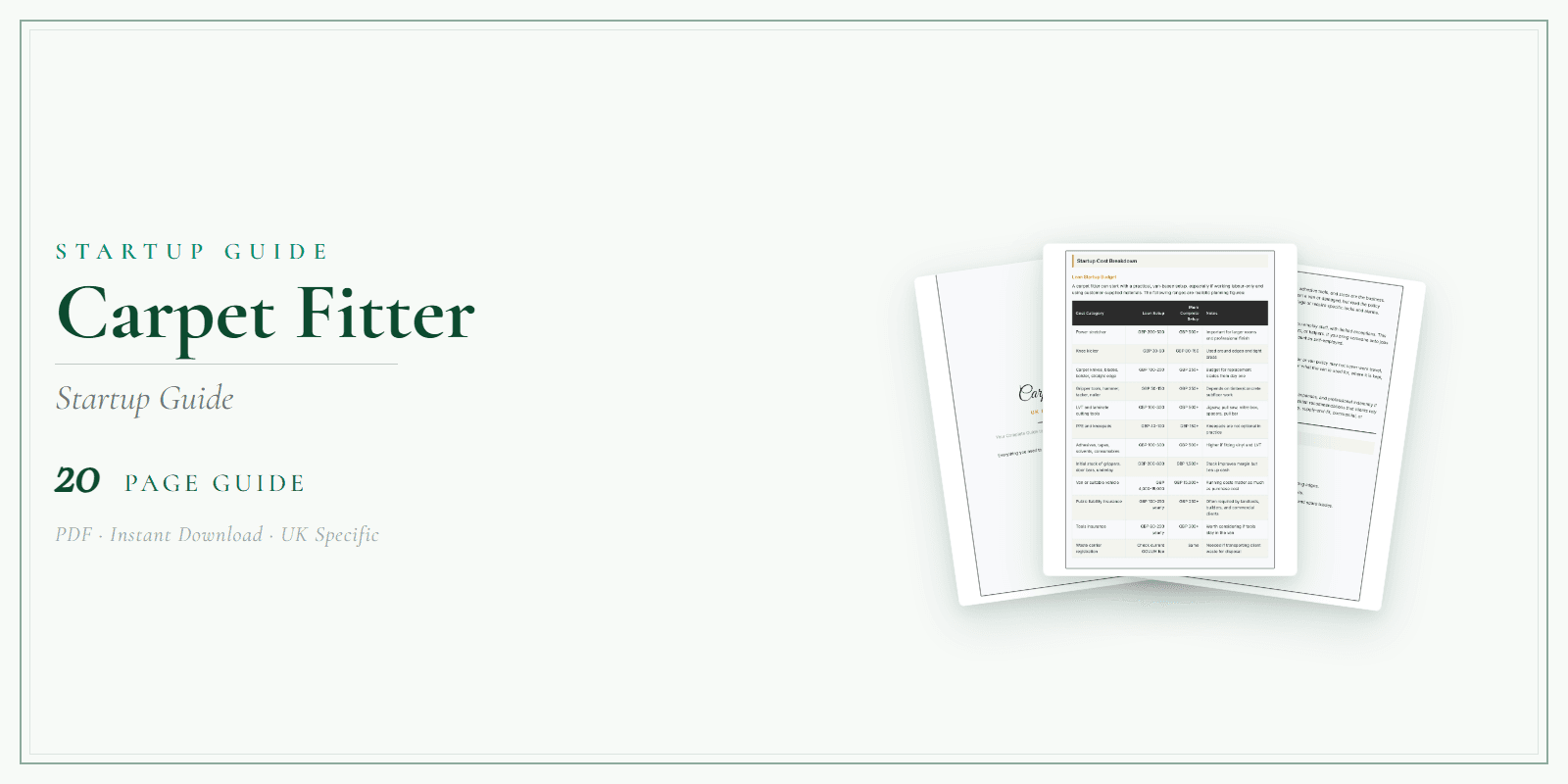 Carpet Fitter — Startup Guide, PDF guide product overview
