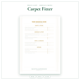 Carpet Fitter — Price List & Service Menu, PDF product preview