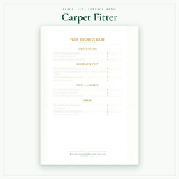 Carpet Fitter — Price List & Service Menu, PDF sample pages