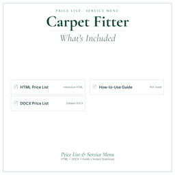 Carpet Fitter — Price List & Service Menu, PDF what's included preview