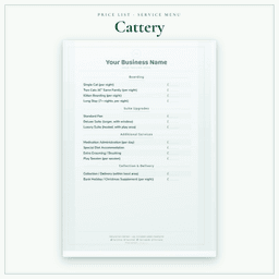 Cattery — Price List & Service Menu, PDF sample pages