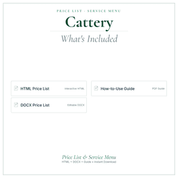 Cattery — Price List & Service Menu, PDF what's included preview