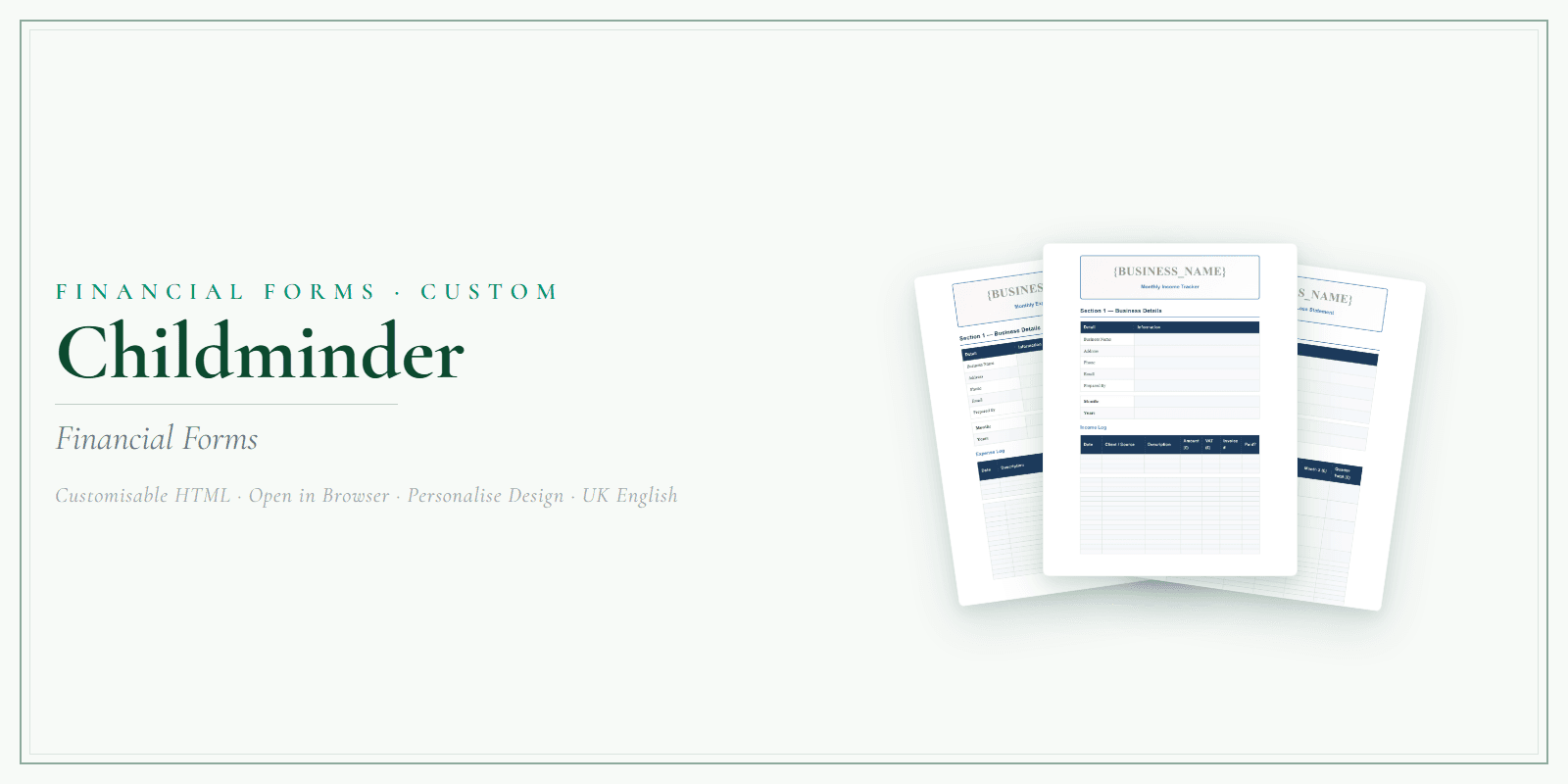 Financial Forms Bundle — Customisable