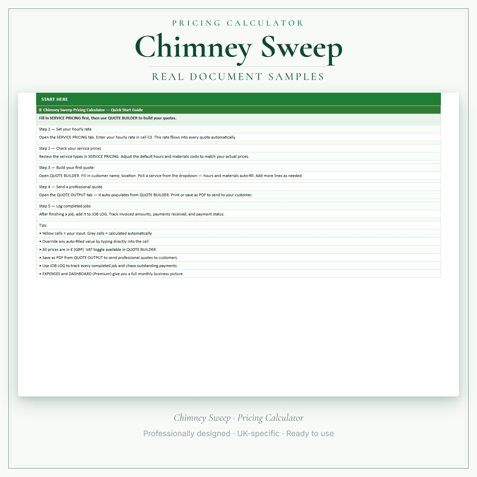 Pricing Calculator — Premium — sample document pages