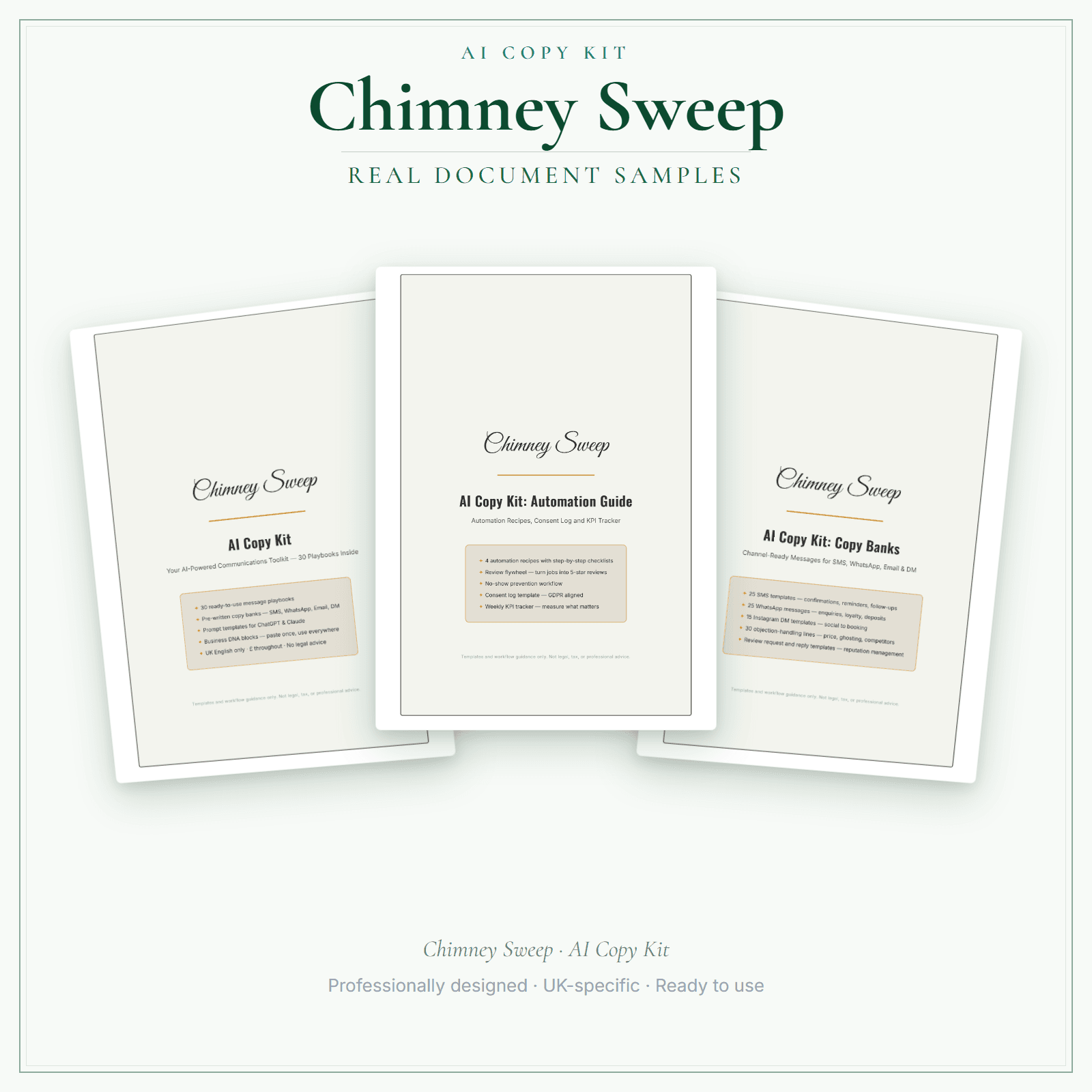 AI Copy Kit — sample document pages