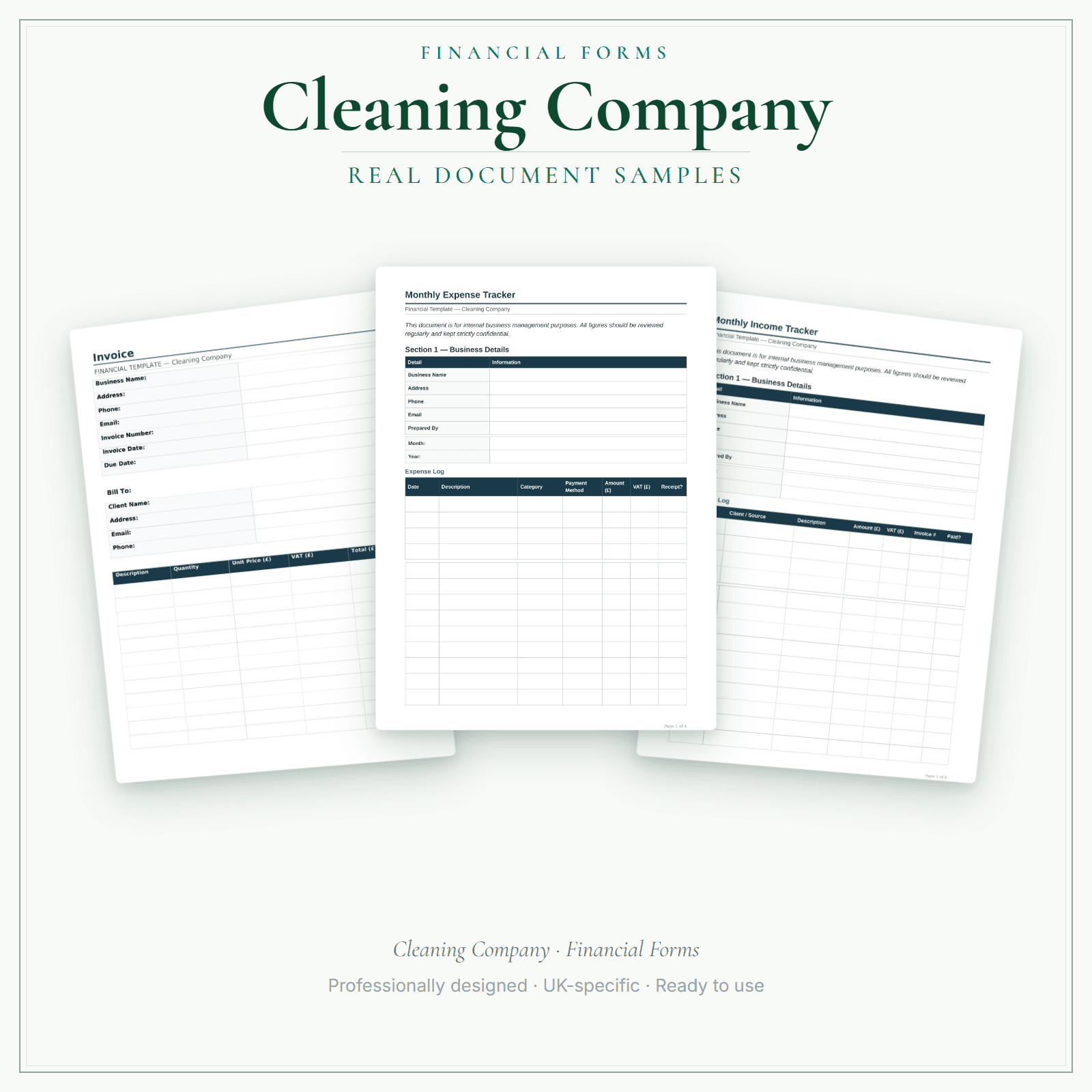 Financial Forms Bundle — Premium — sample document pages