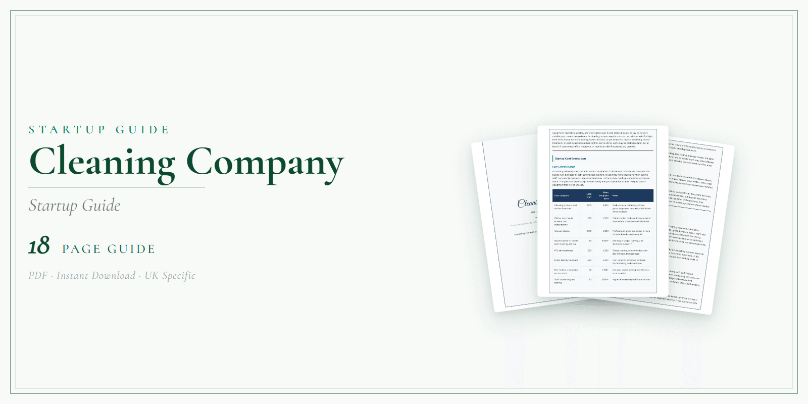Cleaning Company — Startup Guide, PDF guide product overview