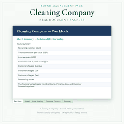 Cleaning Company — Round Management Pack, PDF sample pages