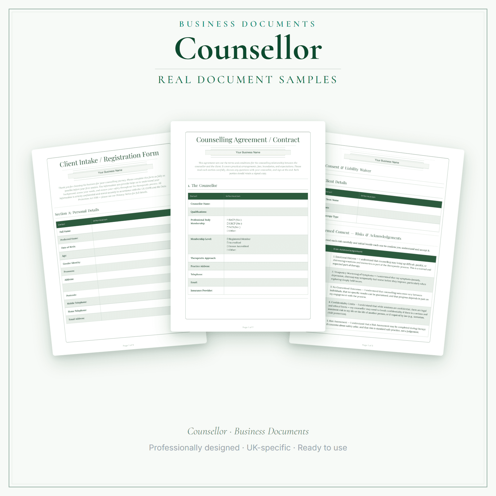 Business Documents — Standard — sample document pages