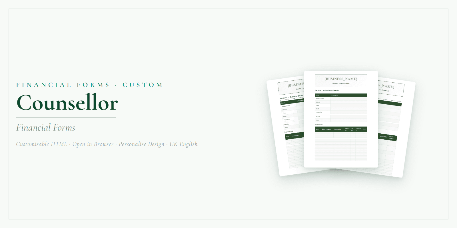 Financial Forms Bundle — Customisable