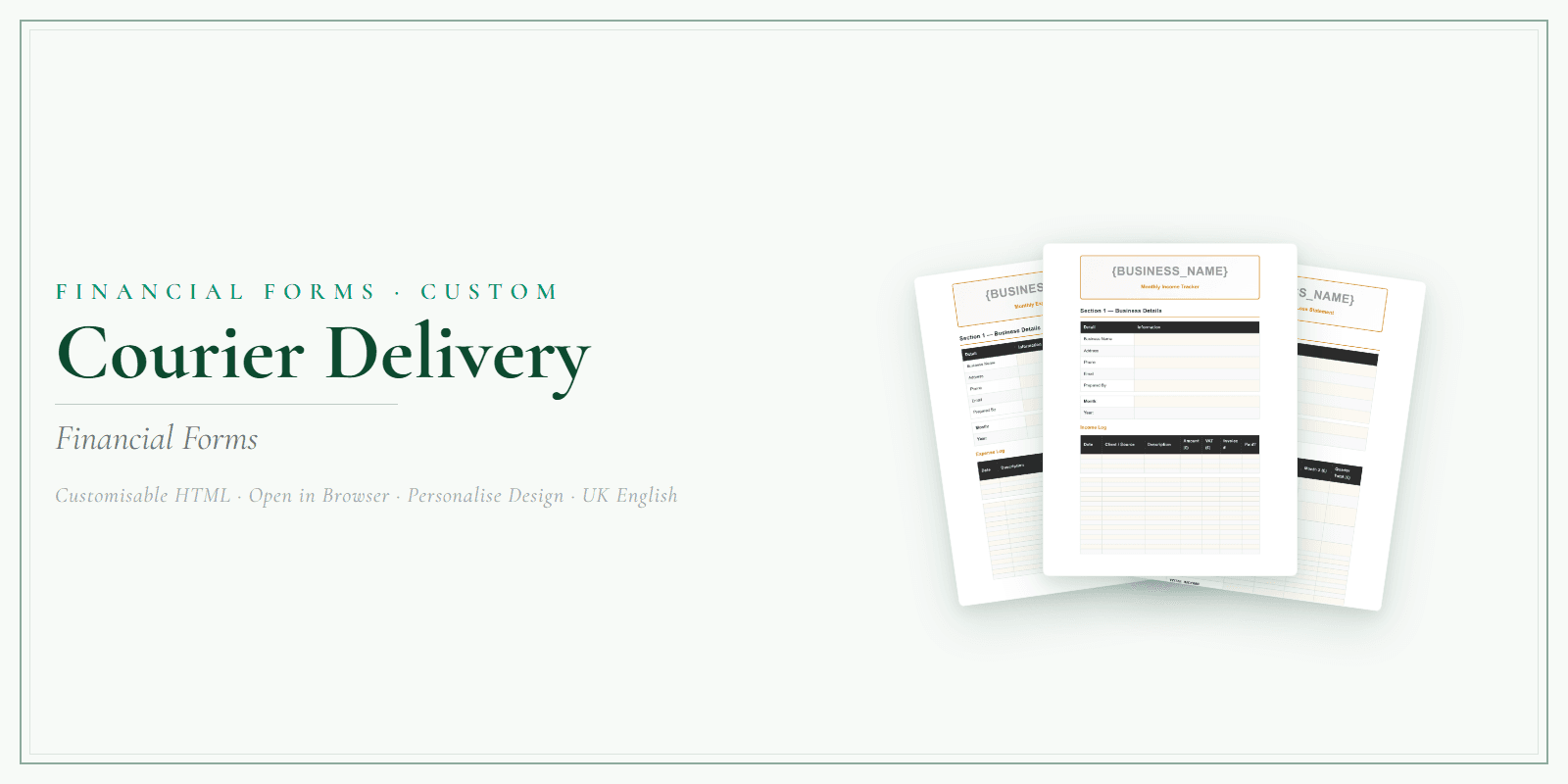 Financial Forms Bundle — Customisable