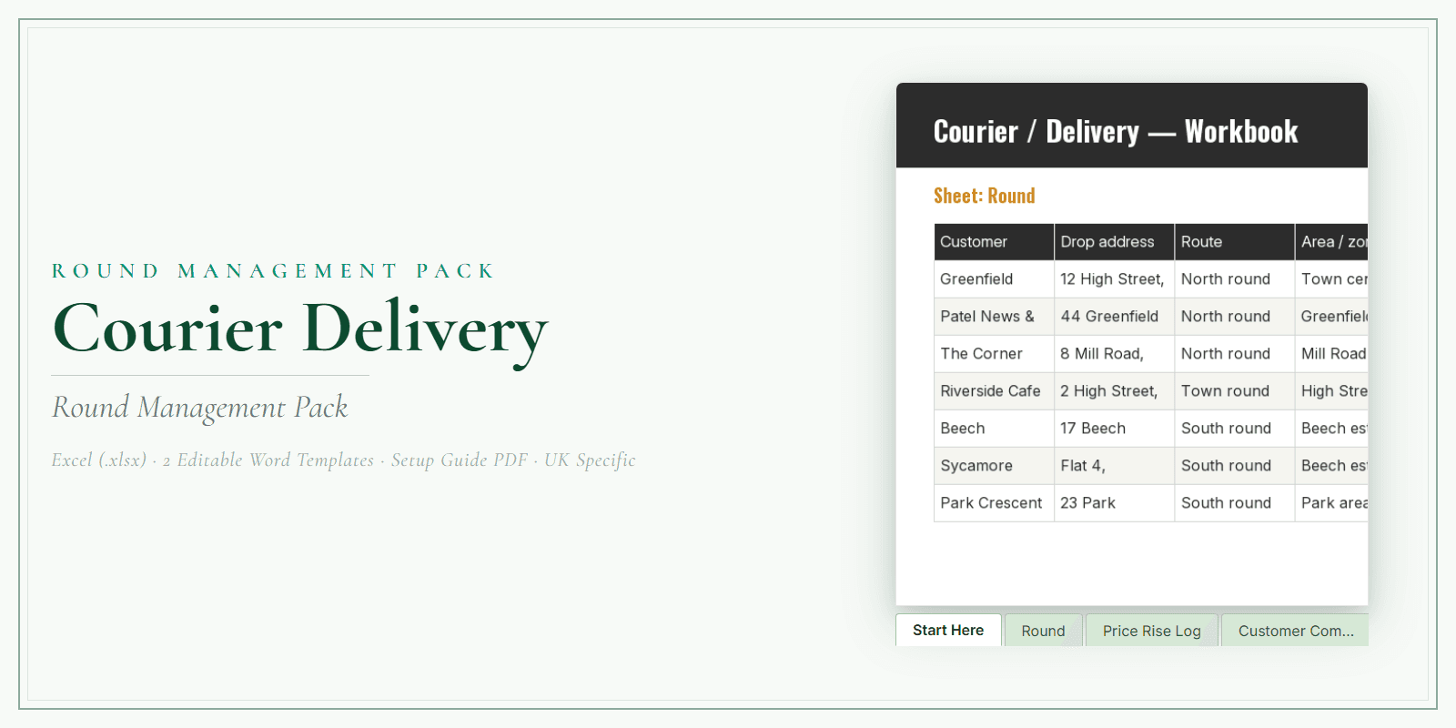 Courier Delivery — Round Management Pack, PDF product overview