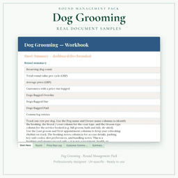 Dog Grooming — Round Management Pack, PDF sample pages