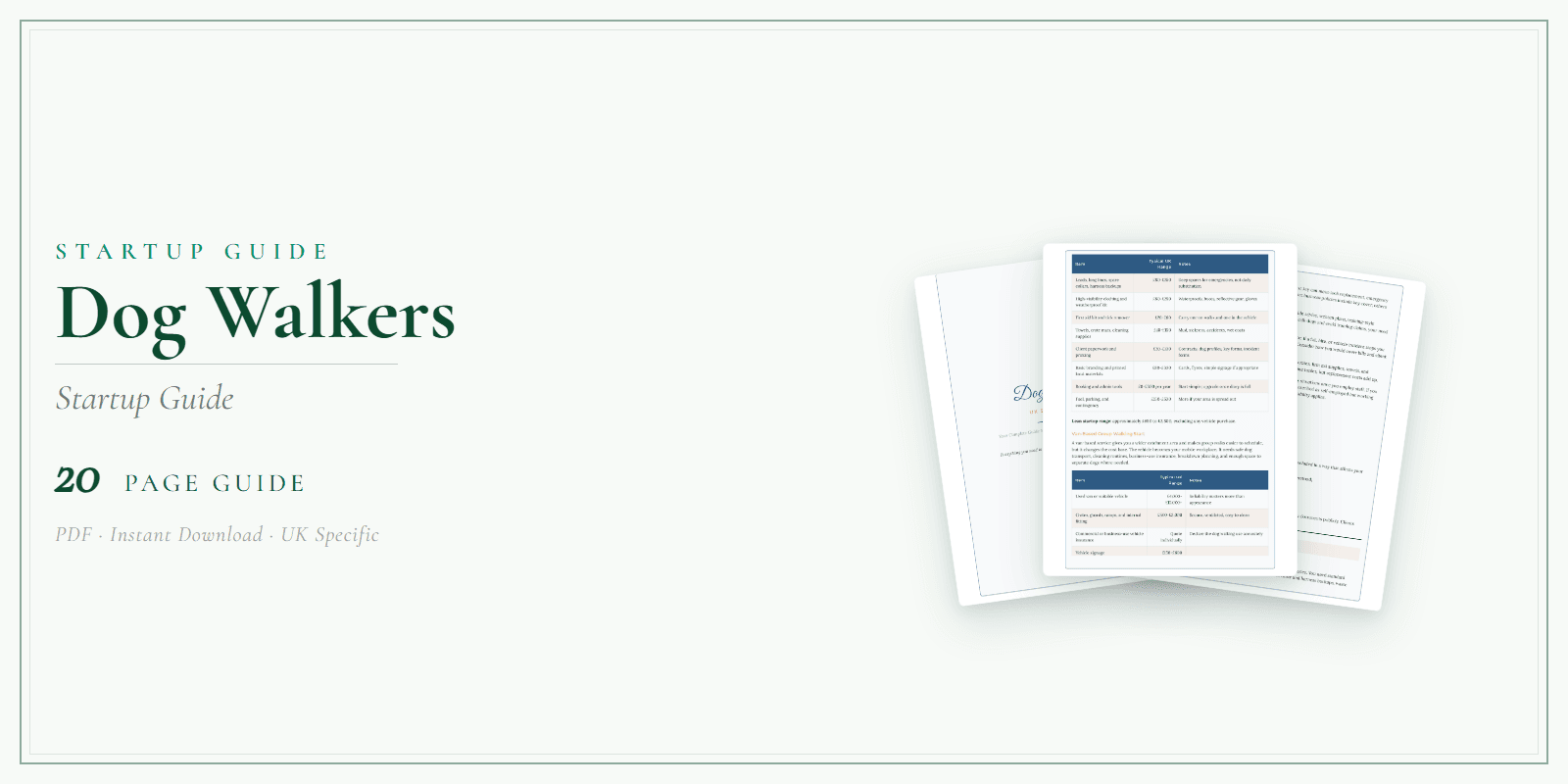 Dog Walkers — Startup Guide, PDF guide product overview