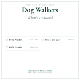 Dog Walkers — Price List & Service Menu, PDF what's included preview