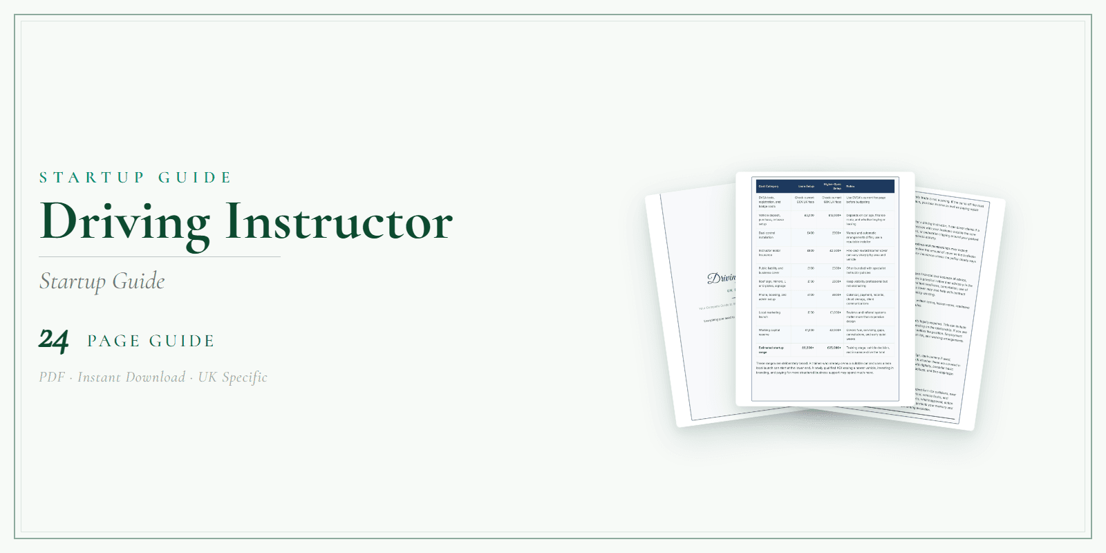 Driving Instructor — Startup Guide, PDF guide product overview