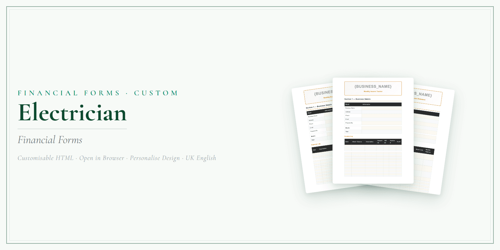 Financial Forms Bundle — Customisable