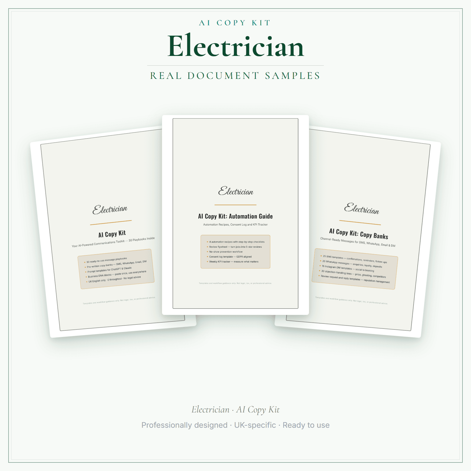 AI Copy Kit — sample document pages