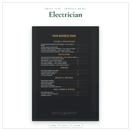 Electrician — Price List & Service Menu, PDF product preview