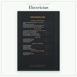 Electrician — Price List & Service Menu, PDF sample pages