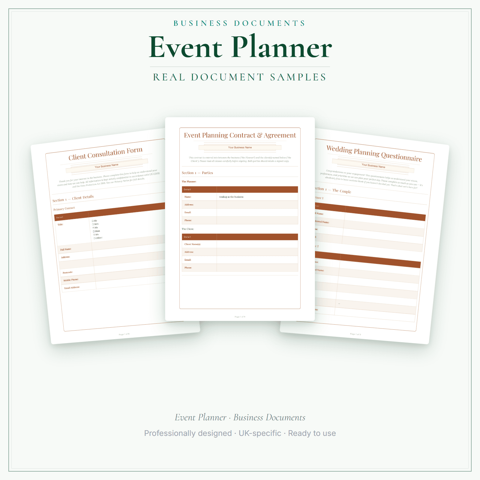 Business Documents — Standard — sample document pages