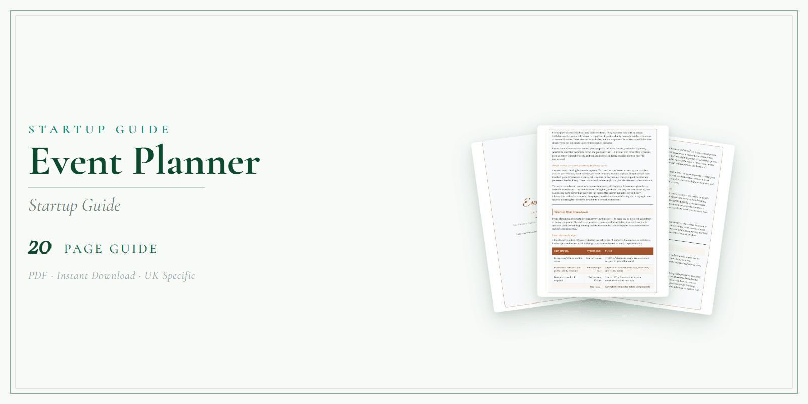 Event Planner — Startup Guide, PDF guide product overview