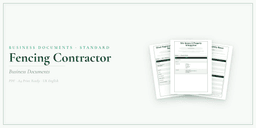Fencing Contractor — Business Documents — Standard, PDF with fillable header product overview