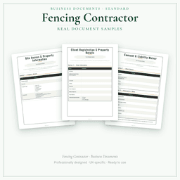 Fencing Contractor — Business Documents — Standard, PDF with fillable header sample pages