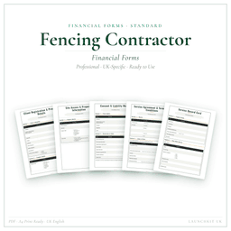 Fencing Contractor — Financial Forms Bundle — Standard, PDF with fillable header product preview
