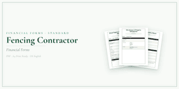Fencing Contractor — Financial Forms Bundle — Standard, PDF with fillable header product overview
