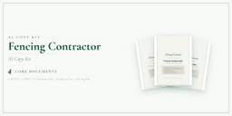 Fencing Contractor — AI Copy Kit, PDF and editable DOCX product overview