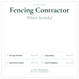 Fencing Contractor — AI Copy Kit, PDF and editable DOCX what's included preview