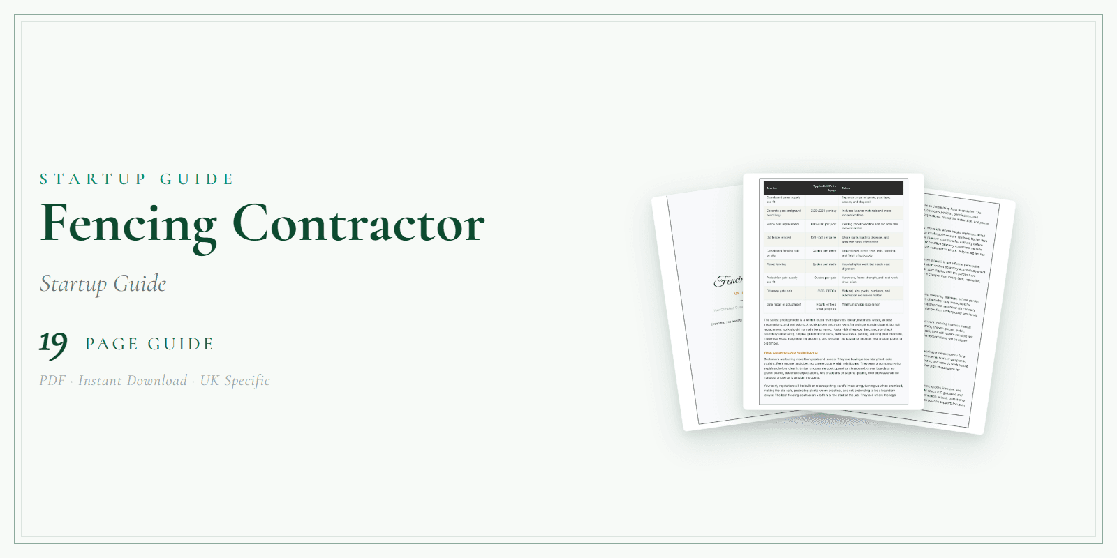 Fencing Contractor — Startup Guide, PDF guide product overview