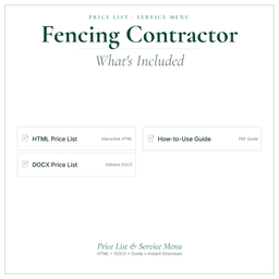 Fencing Contractor — Price List & Service Menu, PDF what's included preview