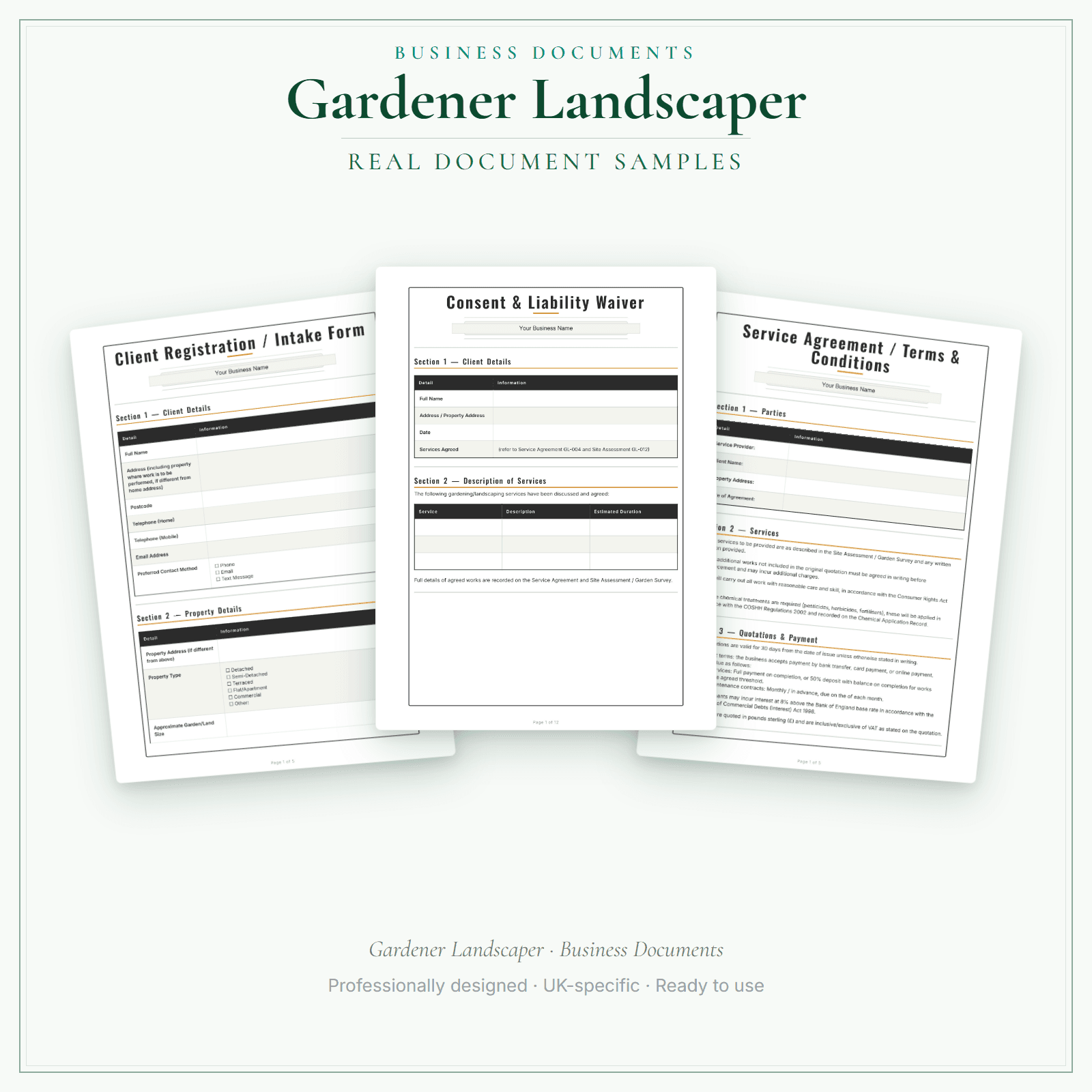 Business Documents — Standard — sample document pages
