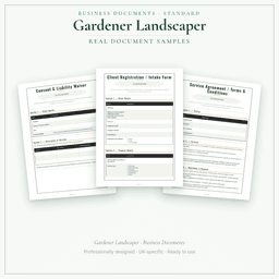 Gardener Landscaper — Business Documents — Standard, PDF with fillable header sample pages