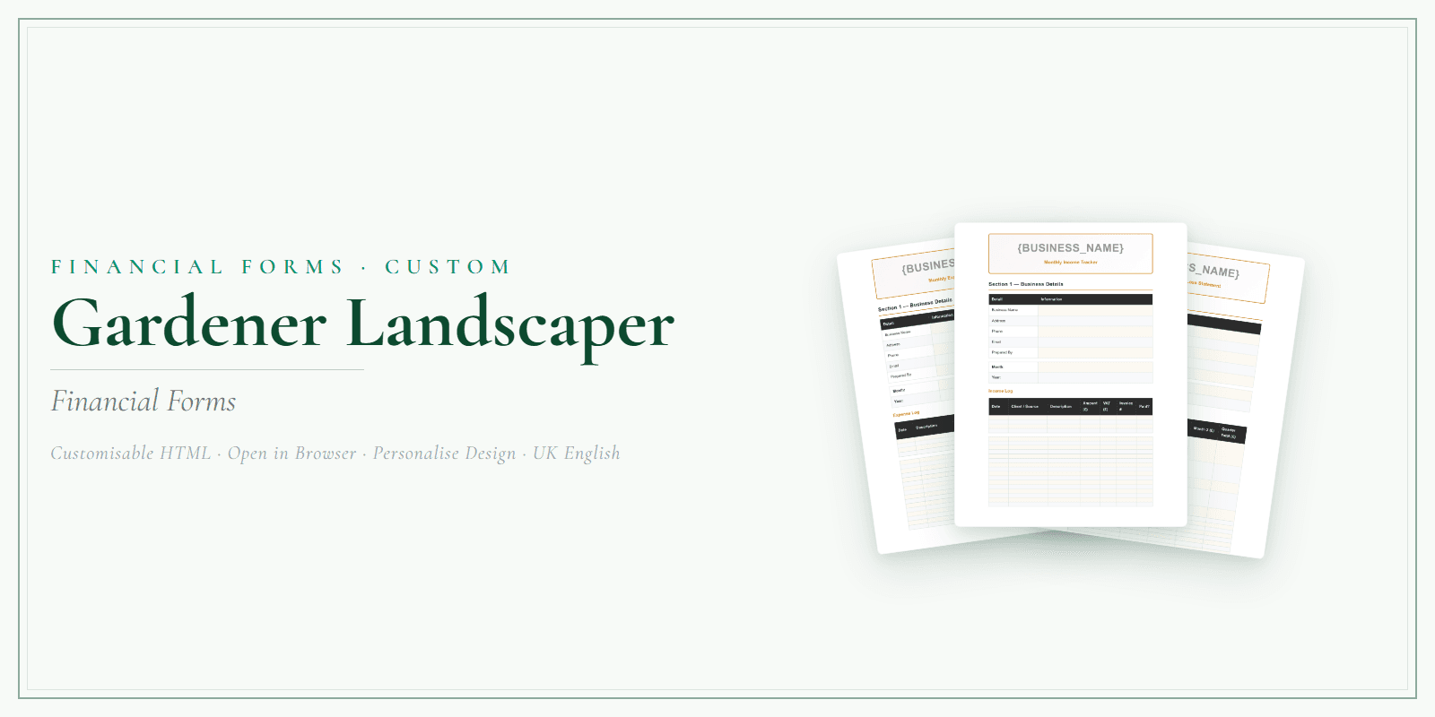 Financial Forms Bundle — Customisable