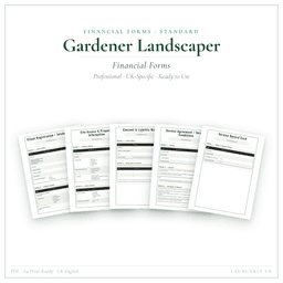 Gardener Landscaper — Financial Forms Bundle — Standard, PDF with fillable header product preview